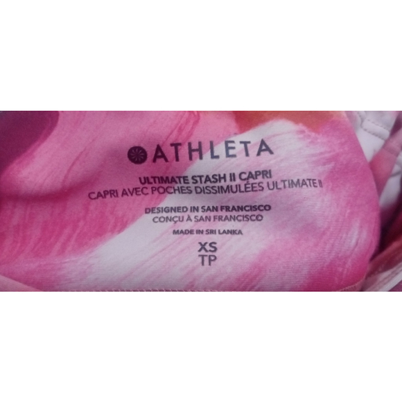 Athleta Womens Ultimate Stash II Sz XS Capri Leggings Pink Floral Athleisure Gym - Picture 5 of 6